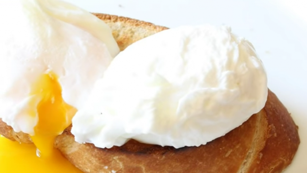 Poached eggs on a bread toast