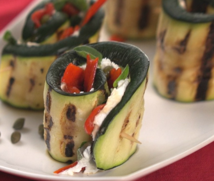 Grilled Zucchini & Goat Cheese Roll-Ups